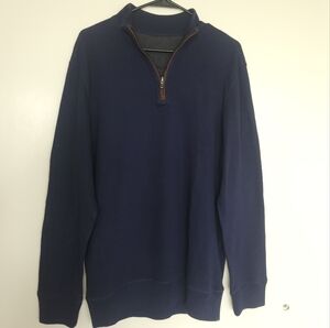 Cremieux Modal Quarter-Zip Sweater | Navy w/ Elbow Patches